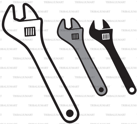 Adjustable wrench or spanner SVG TribaliumArtSF 