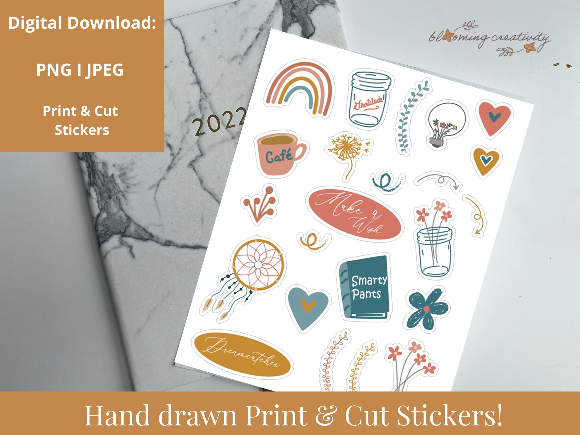 Food and Drink Stickers  Cute Printable Sticker Set