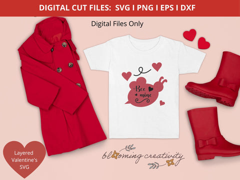 Adorable Layered Valentines SVG, Bee Mine svg, Bee svg, Valentines svg die cut files and png, eps, dxf SVG Alexis Glenn 