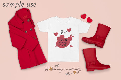 Adorable Layered Valentines SVG, Bee Mine svg, Bee svg, Valentines svg die cut files and png, eps, dxf SVG Alexis Glenn 