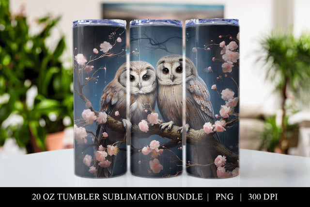 Adorable Owls 20 oz Skinny Tumbler Sublimation PNG Sublimation BijouBay 