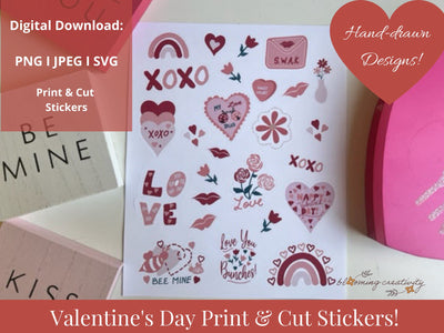 Adorable Valentine's Day Print and Cut, Printable Sticker Sheet SVG Alexis Glenn 