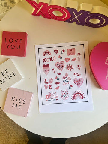 Adorable Valentine's Day Print and Cut, Printable Sticker Sheet SVG Alexis Glenn 