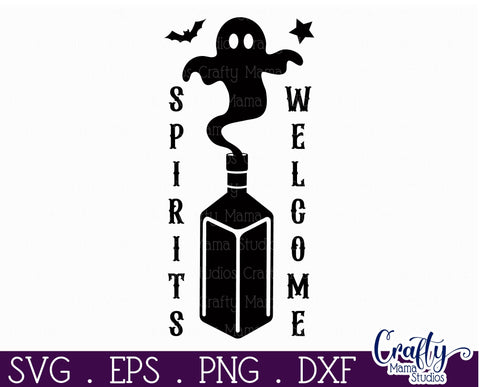Adult Halloween Sign Funny Svg, Spirits Welcome SVG Crafty Mama Studios 