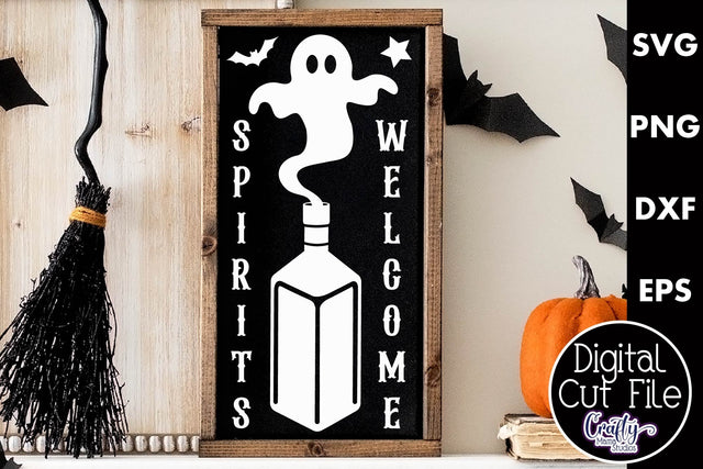 Adult Halloween Sign Funny Svg, Spirits Welcome SVG Crafty Mama Studios 