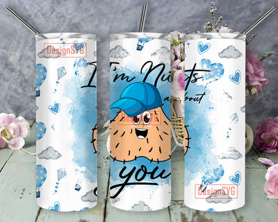 Adult Tumbler Wraps, I'm nuts about you 20oz Tumbler Wrap, Penis Wrap, Funny balls tumbler Sublimation design 20oz skinny straight Sublimation DesignSVG 