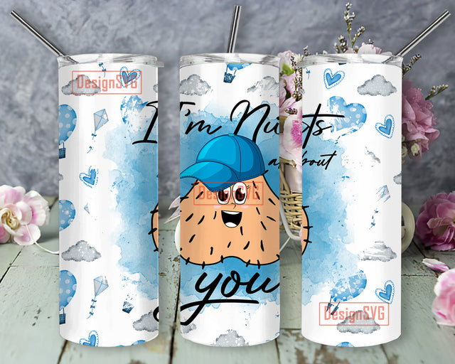 Adult Tumbler Wraps, I'm nuts about you 20oz Tumbler Wrap, Penis Wrap, Funny balls tumbler Sublimation design 20oz skinny straight Sublimation DesignSVG 