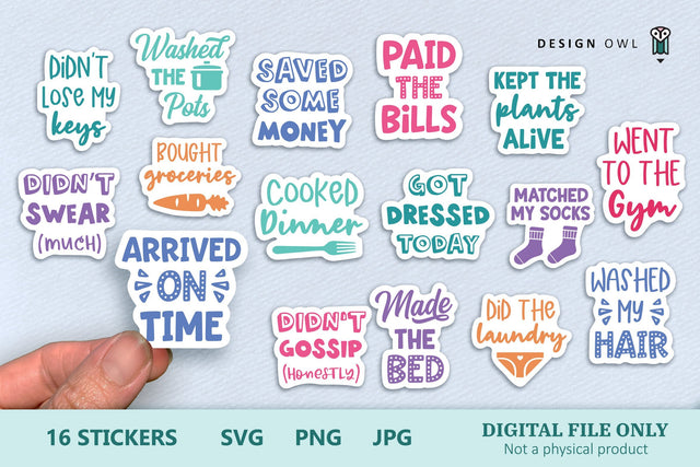 Adulting Reward Stickers - Printable Stickers SVG Design Owl 