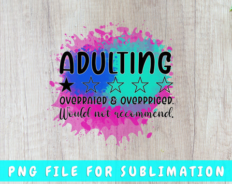 Adulting Would Not Recommend PNG, Funny Design For Sublimation Sublimation HappyDesignStudio 