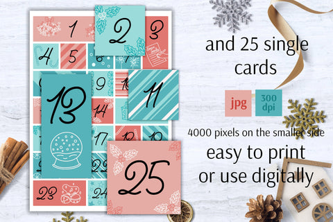 Advent Calendar Vector | A4 Vertical | JPG Christmas Cards Sublimation AnnaViolet_store 