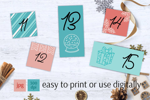 Advent Calendar Vector | A4 Vertical | JPG Christmas Cards Sublimation AnnaViolet_store 