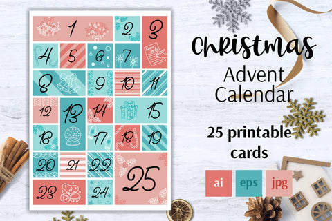 Advent Calendar Vector | A4 Vertical | JPG Christmas Cards Sublimation AnnaViolet_store 