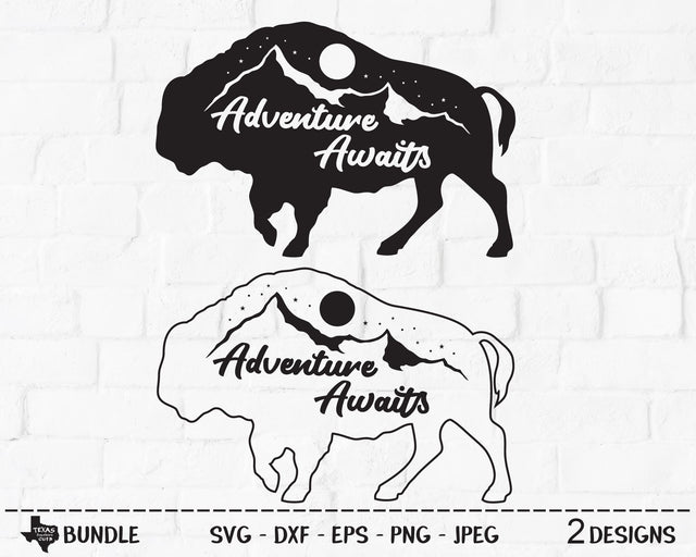 Adventure Awaits Bison Bundle | Outdoor SVG SVG Texas Southern Cuts 