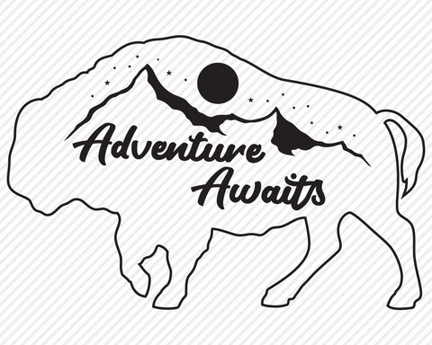 Adventure Awaits Bison | Outdoor SVG SVG Texas Southern Cuts 
