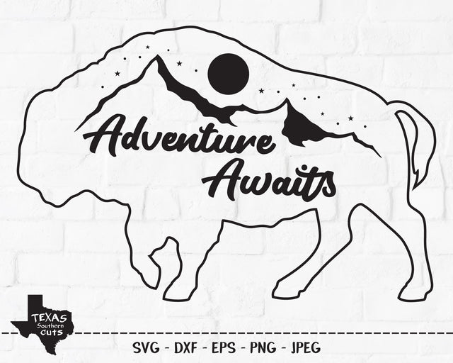 Adventure Awaits Bison | Outdoor SVG SVG Texas Southern Cuts 