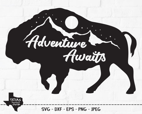 Adventure Awaits Bison | Outdoor SVG SVG Texas Southern Cuts 
