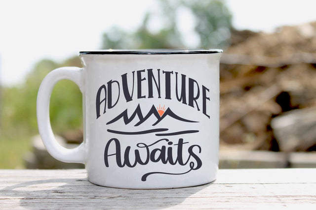 Adventure Awaits | Camping Mug SVG Cut File SVG Shine Green Art 