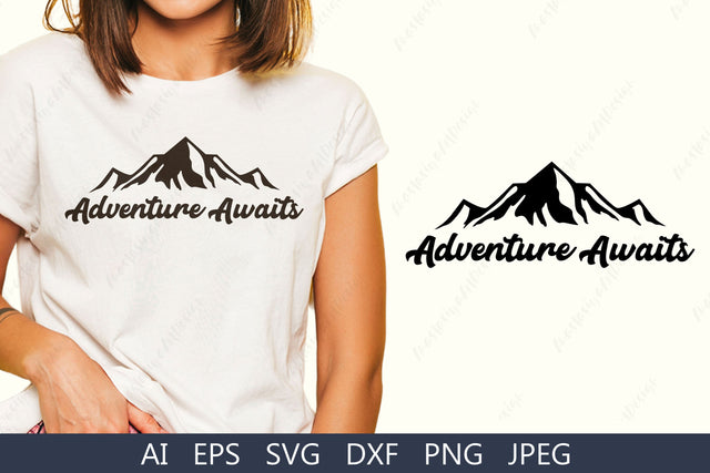 Adventure awaits sign with mountain svg, Camping Travel shirt design SVG AnastasiyaArtDesign 