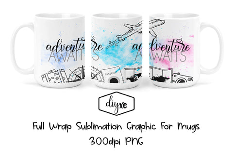 Adventure Awaits - Sublimation Graphic For Mug Sublimation DIYxe Designs 