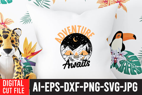 Adventure Awaits SVG Cut File , Camping SVG Bundle SVG BlackCatsMedia 
