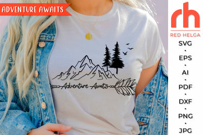 Adventure Awaits SVG - Mountain Scene Cut File SVG RedHelgaArt 