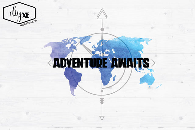 Adventure Awaits Watercolor Map Sublimation DIYxe Designs 
