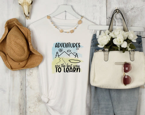 Adventure Sublimation Designs Bundle, 6 Adventure Quotes PNG Files, The World Is Yours To Explore PNG, And So The Adventure Begins PNG, Adventures Are The Best Way To Learn PNG Sublimation HappyDesignStudio 