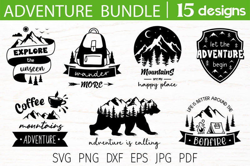 Adventure svg bundle, adventure quotes, mountain camping svg - So Fontsy