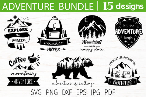 Adventure svg bundle, adventure quotes, mountain camping svg SVG Digital Rainbow Shop 