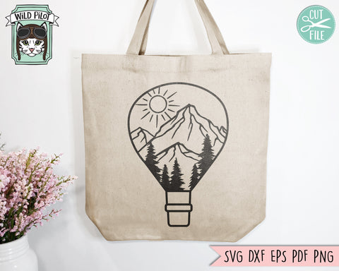 Adventure SVG, Hot Air Balloon SVG, Adventure Clipart, Forest svg, Mountains svg, Explorer Clipart, Hiking svg, Adventure png, Camping svg SVG Wild Pilot 