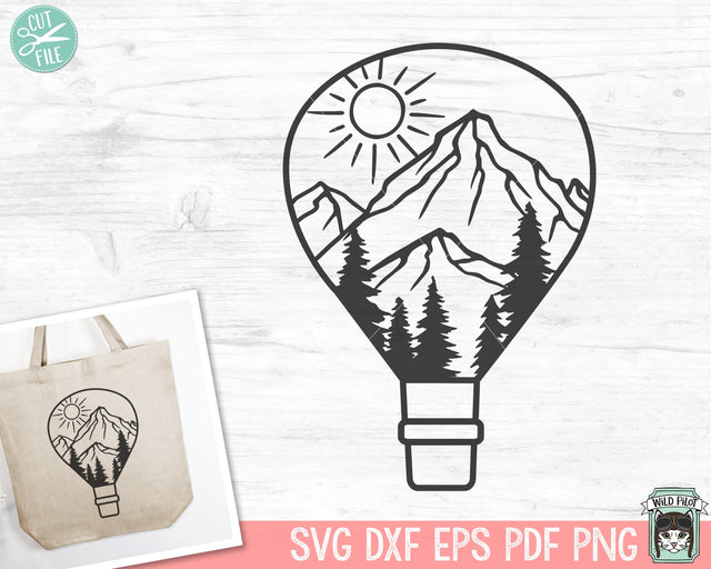 Adventure SVG, Hot Air Balloon SVG, Adventure Clipart, Forest svg, Mountains svg, Explorer Clipart, Hiking svg, Adventure png, Camping svg SVG Wild Pilot 