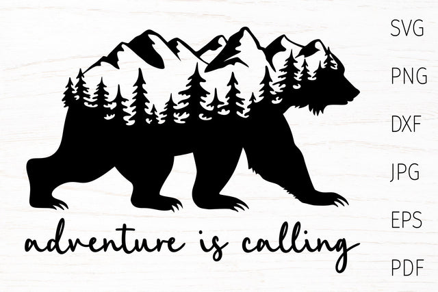 Adventure svg, mountain svg, bear silhouette and quote SVG Digital Rainbow Shop 