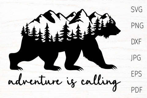Adventure svg, mountain svg, bear silhouette and quote SVG Digital Rainbow Shop 