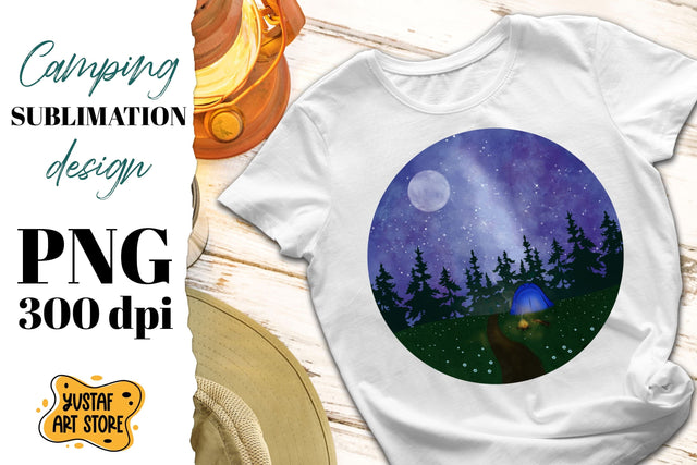 Adventure/Camping sublimation design. Night forest landscape Sublimation Yustaf Art Store 