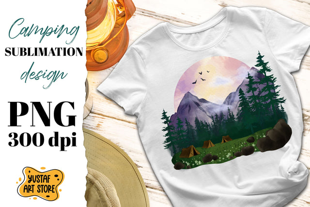 Adventure/Camping sublimation PNG. Mountain and forest landscape illustration Sublimation Yustaf Art Store 