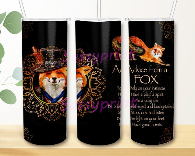 Advice From A Fox 20oz Skinny Tumbler Png, Mandala Flower Floral Vacuum Stainless Steel, Fox Lovers Cute Animal, Best Animal Lovers Gifts Sublimation sassyprint 