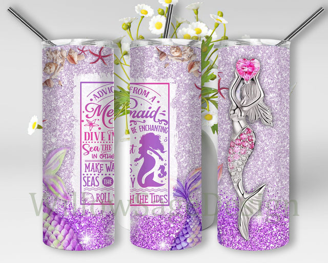 Advice from a Mermaid Tumbler Design 20 oz Under the Sea Mermaid Tails Sublimation Digital PNG Download Sublimation WillowSageDesign 
