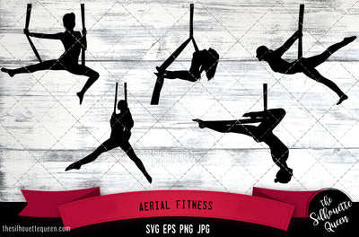 Aerial Fitness Silhouette Vector SVG SVG Loveleen Kaur 