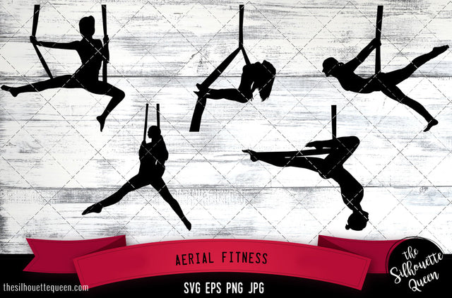 Aerial Fitness Silhouette Vector SVG SVG Loveleen Kaur 