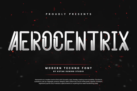 Aerocentrix - Modern Techno Font Font Kotak Kuning Studio 