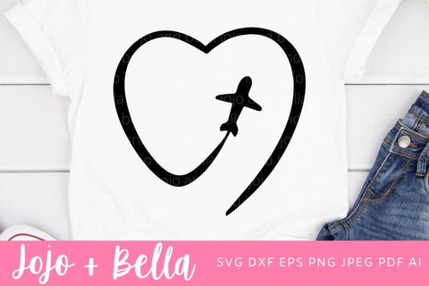 Aeroplane Heart svg, Aeroplane Route Svg, Travel Svg, Heart Svg, Adventure Svg, Plane Svg, Vacation Svg, SVG, Cricut, Summer Svg SVG Jojo&Bella 