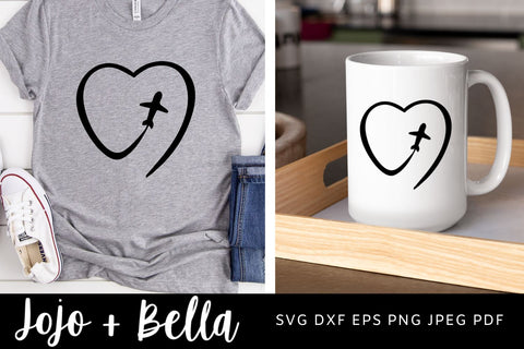 Aeroplane Heart svg, Aeroplane Route Svg, Travel Svg, Heart Svg, Adventure Svg, Plane Svg, Vacation Svg, SVG, Cricut, Summer Svg SVG Jojo&Bella 