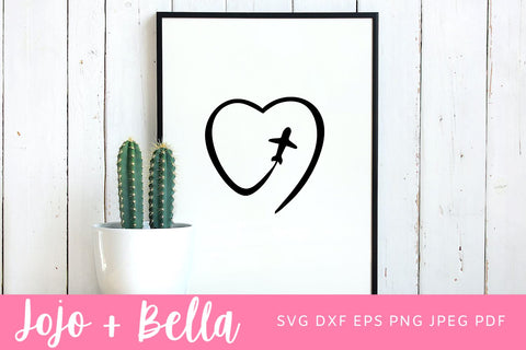 Aeroplane Heart svg, Aeroplane Route Svg, Travel Svg, Heart Svg, Adventure Svg, Plane Svg, Vacation Svg, SVG, Cricut, Summer Svg SVG Jojo&Bella 