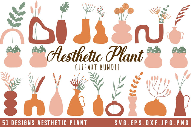 Aesthetic Plants Clipart Bundle | Indoor Plants SVG Bundle SVG dapiyupi store 