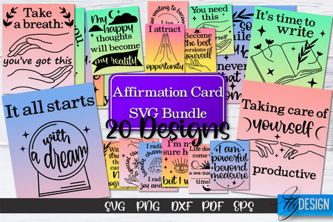 Affirmation Cards SVG Bundle V.2 SVG Fly Design 
