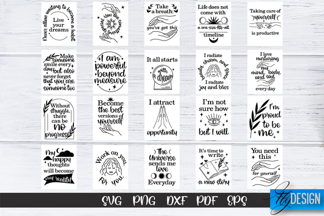 Affirmation Cards SVG Bundle V.2 SVG Fly Design 