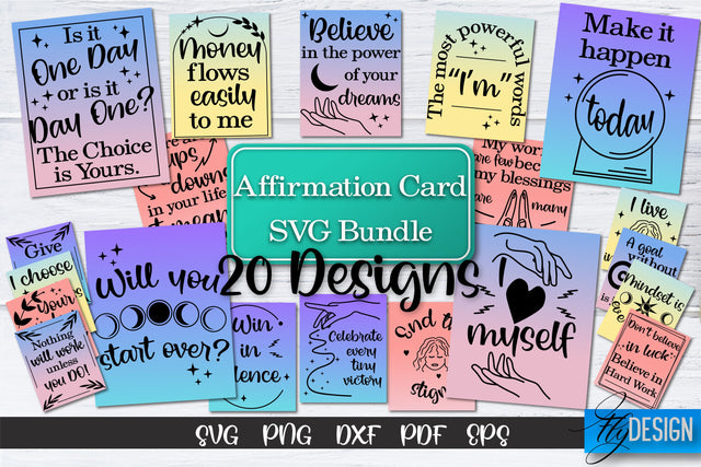Affirmation Cards SVG Bundle V.3 SVG Fly Design 