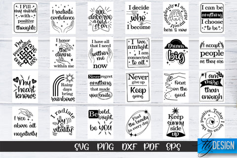 Affirmation Cards SVG Bundle V.5 SVG Fly Design 