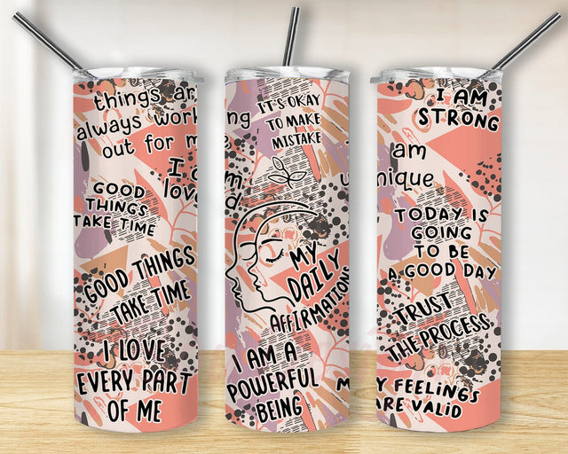 Affirmation Quote 20oz Tumbler Png, My Daily Affirmations Tumbler Design, Positive Design Png, Motivational Quote Skinny Png, Instant Download Sublimation BouDesign 