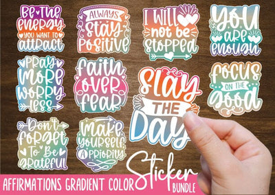 Affirmations, Affirmations sticker svg, Affirmations sticker bundle, Affirmations design bundle, Affirmations sticker cutfile, Inspirational sticker svg, SVG designstore 
